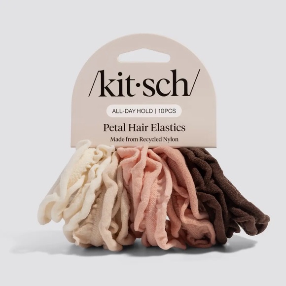 Kitsch Accessories - Kitsch Petal Hair Elastics - Cream, Blush Pink & Chocolate Brown (10 pcs)